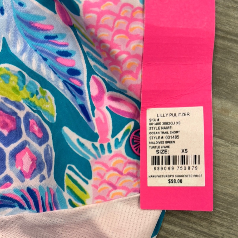 Lilly Pulitzer Pink and Blue Athletic Shorts Vibrant Design - Picture 2 of 4